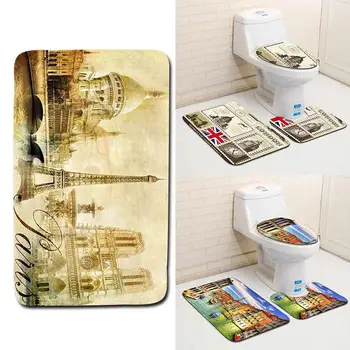 

Places Of Interest Non-Slip Mat Toilet Lid The Eiffel Tower Luxury Fashion Comfy Carpet Floor Bathroom Soft Cotton