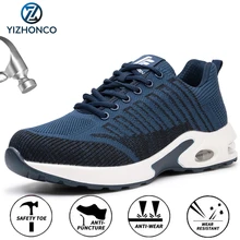 YIZHONCO – chaussures de sécurité Anti écrasement pour homme, baskets de protection, de travail, Anti perforation, bout en acier, printemps 