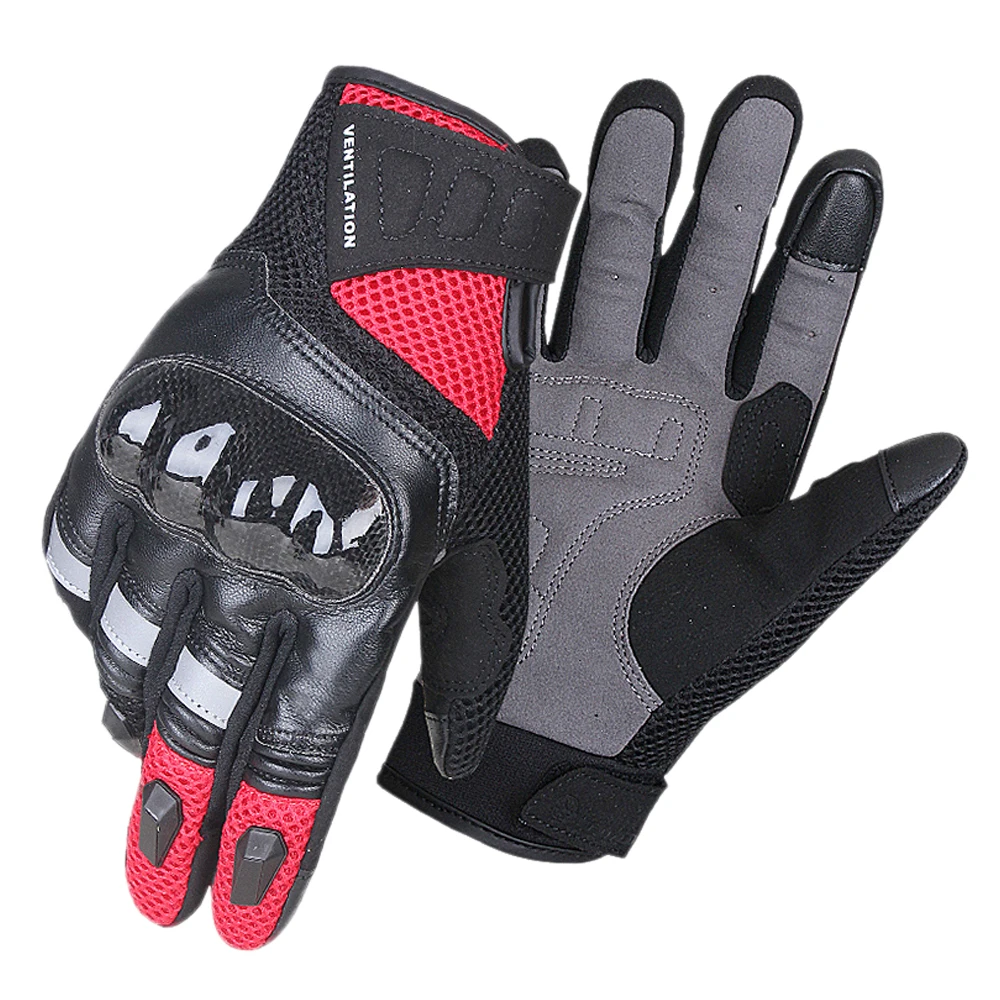 SCOYCO Мотоциклетные Перчатки Guantes Moto из углеродного волокна мото перчатки мужские перчатки для мотокросса сенсорный экран ветрозащитные Мотоциклетные Перчатки - Цвет: MC62 Red