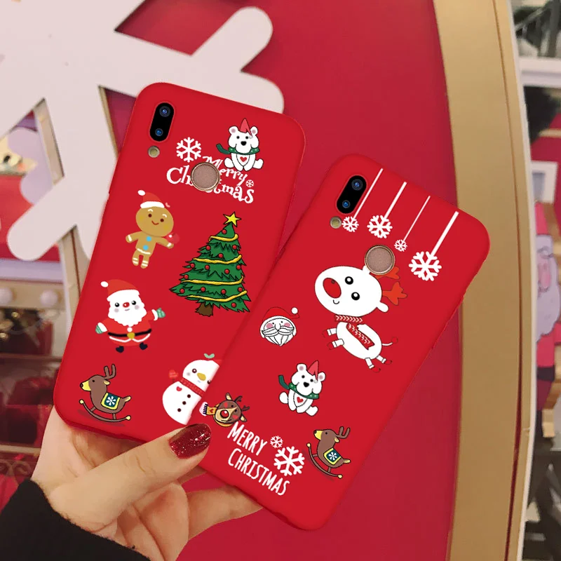 Matte Silicone Case For Huawei Y6 Y7 Pro P8 P9 P10 P20 P30 Pro Mate 20 Lite For Honor 8X 7A 9 Lite 10 Play Christmas Cover