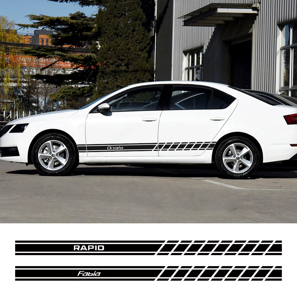 Наклейки на автомобильные двери и боковые юбки 2 шт. для Skoda Octavia A7 A5 Fabia 3 Rapid Superb Kodiaq