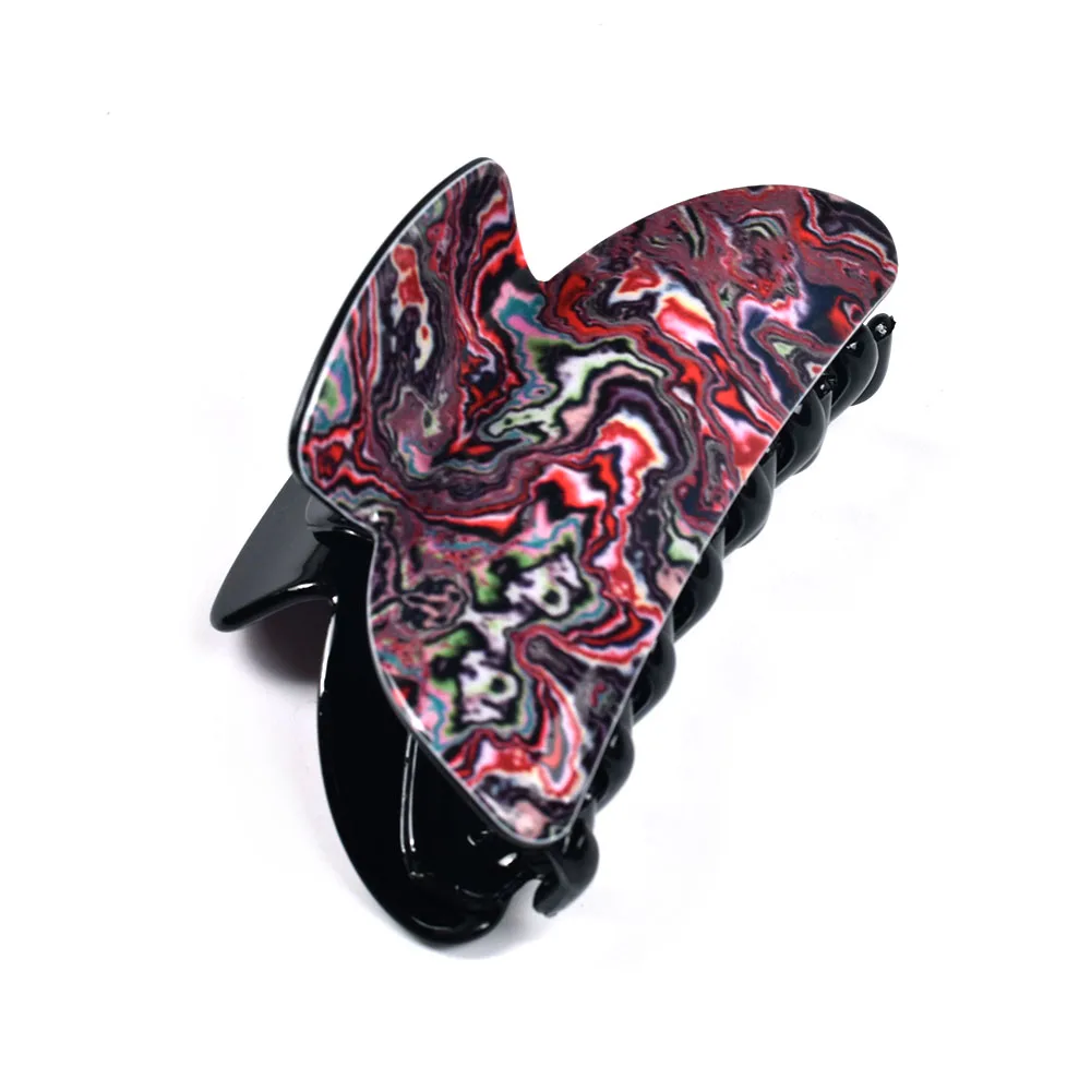 7.5cm Rock Water Pattern Print Hair Claws for Women Hairpins Crab Acrylic Clip Accessories 22102 |