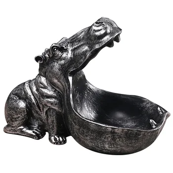 

European Hippo Storage Box Phone Key Storage Sundries Decor Resin Craft Desktop Home Decoration Modern Art Ornament Wedding Gift
