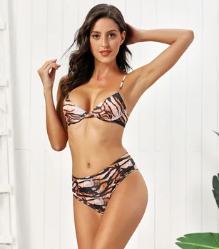 

Sexy Brazilian Bikinis Women Push Up Swimwear Triangle Tiger Skin Stripe Bikini Set Bathing Suit Biquini Beach Swimsuit Women