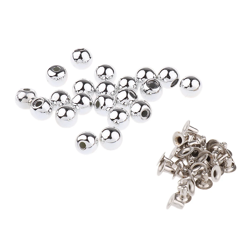 20 Pieces Pearls Rivets Studs 8mm for DIY Leather Bag Shoes Clothes Dress Belt Bracelet Decorations 5 Colors