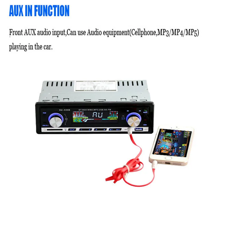 Автомобильный Радио стерео плеер Bluetooth телефон AUX IN MP3/FM/USB/1 Din/Iphone дистанционное