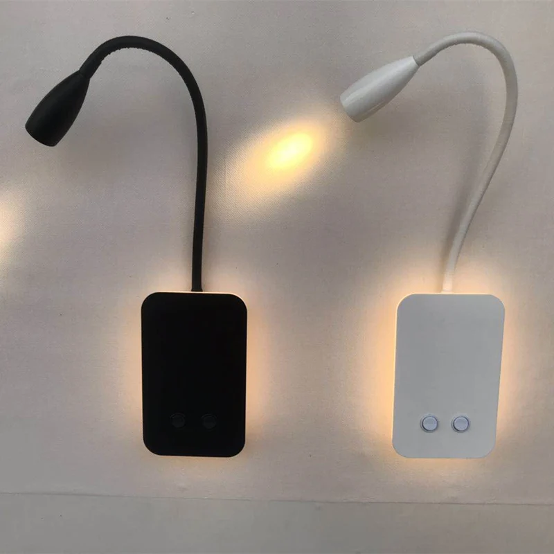 

Tokili Edge Wall Light Fixture with Switches Space Saving Wall Sconce Map/Chart Light Direction Adjustable Matte White/Black