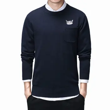 

Mens Casual Pullover Sweater O-Neck Solid Long Sleeve New Fashion Brand Sweater 2019 Autumn Hot Sale Sweater For Homme Clothes