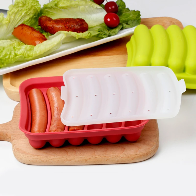 

Kitchen Organizer Silicone Box DIY Baking Die High Temperature Resistance Storage Containers Hot Dog Mould Preservation Box