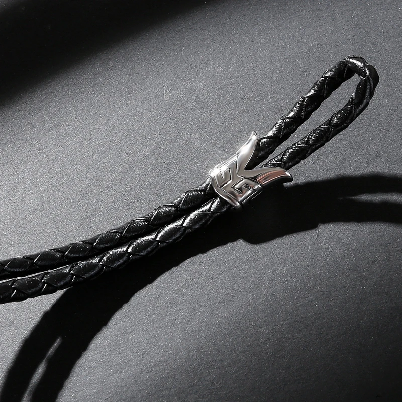 Male Fashion Jewelry Bracelet Black Double Layer Leather Stainless Steel Punk Boat Rudder Charm Simple Bangle PS1039