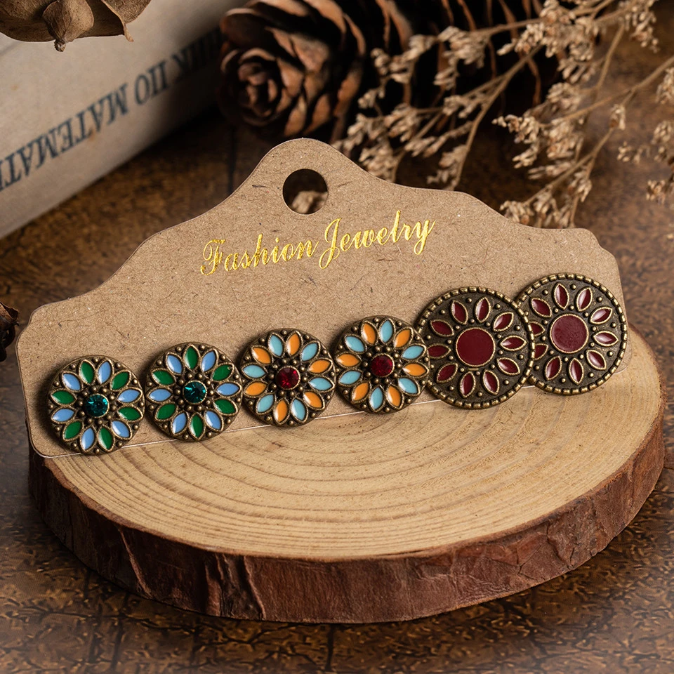 Несколько 3 пар Комплект сережек для женщин Boho винтажный богемский этнический мотаться ручной работы серьги-подвески ювелирные изделия подарок