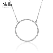 Big Circle Round Pendant Necklaces For Women Trendy Jewelry Accessories Gold Silver Plated Long & Pendants