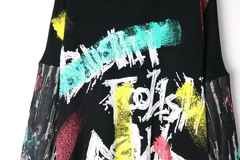 Punk Rock Tide Letter Print Sweater O-neck Long Sleeve Fashion Loose Casual Plus Size Tops Women Autumn Jumpers SA023S30