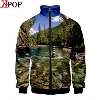 

Fish Aesthetic Fashion 3D Jacket Stand collar zipper raglan 3D Hip-Hop jacket 2019 New arrival Unisex Hipster Jacket