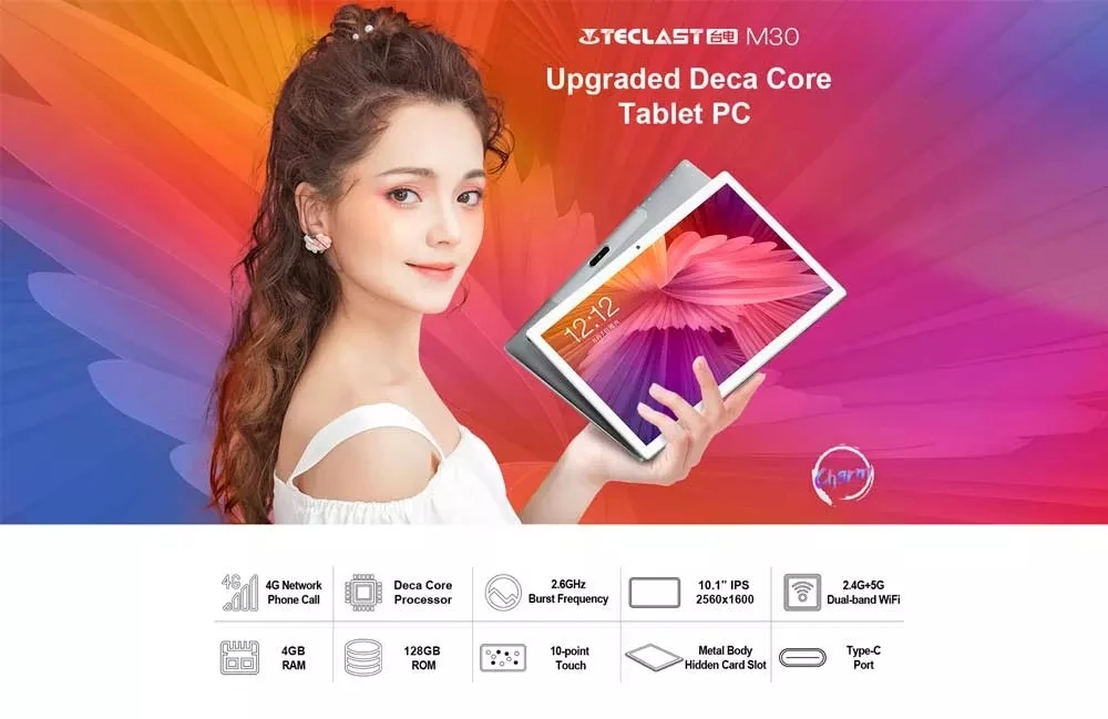 Teclast M30 телефонный звонок 10,1 дюймов Android 8,0 планшетный ПК MTK X27 Deca Core 4 Гб Ram 128 ГБ Rom 2560*1600 ips Dual-SIM WiFi gps