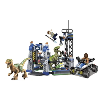 

NEW 10925 Jurassic Parked Blue's Helicopter Pursuit 415Pcs Bricks Compatible Lepining Jurassic Worlds Model Building Blocks