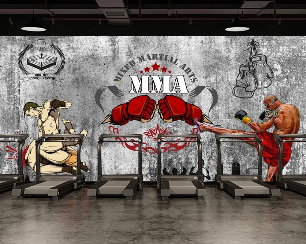 Custom 3D wallpaper retro cement wall boxing gym tooling mural background  wall - AliExpress