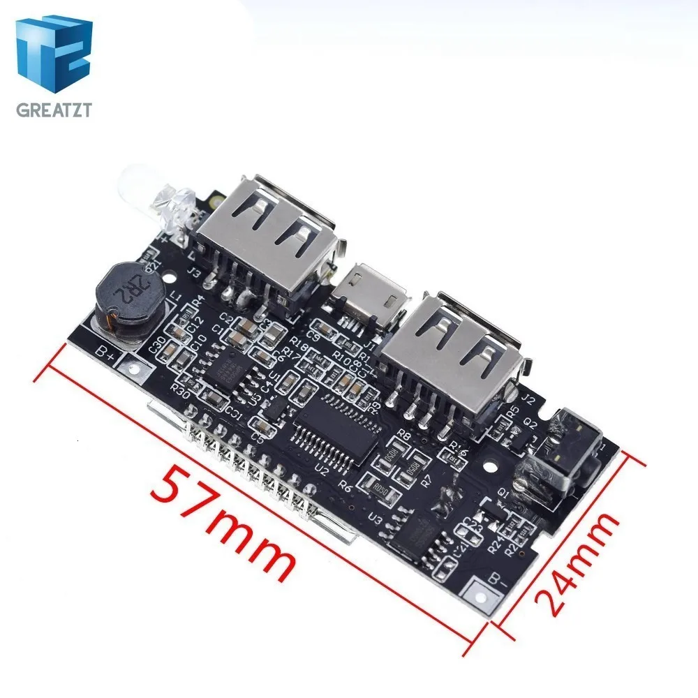 Двойной USB 18650 Батарея Зарядное устройство PCB Мощность модуль 5V 1A 2.1A мобильный Мощность банка аксессуары для телефона DIY светодиодный ЖК-дисплей зарядная Модульная плата