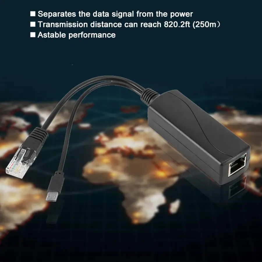 POE Мини-Сплиттер Сепаратор 48V 5V Micro USB Питание адаптер 15 Вт POE адаптер