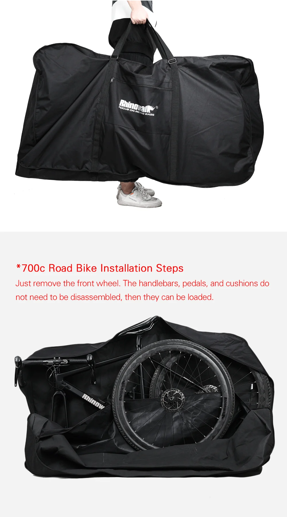 Rhinowalk 26-27 Inch Mountain Bicycle Carry Bag Portable Cycling Bike Transport Case Travel Bycicle Accessories Outdoor Sport