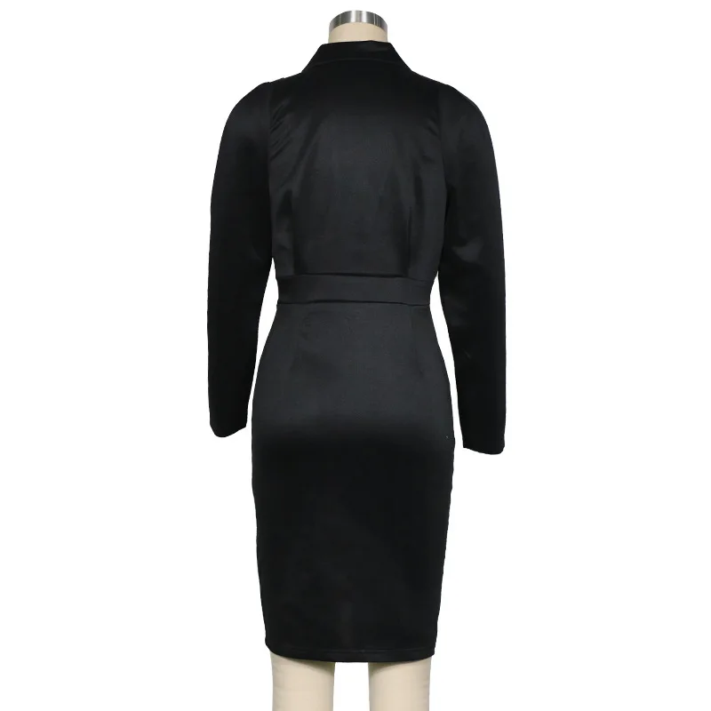 Осеннее платье с длинным рукавом и v-образным вырезом, зимние вечерние платья, однотонное тонкое облегающее платье, сексуальное офисное платье черного цвета vestidos