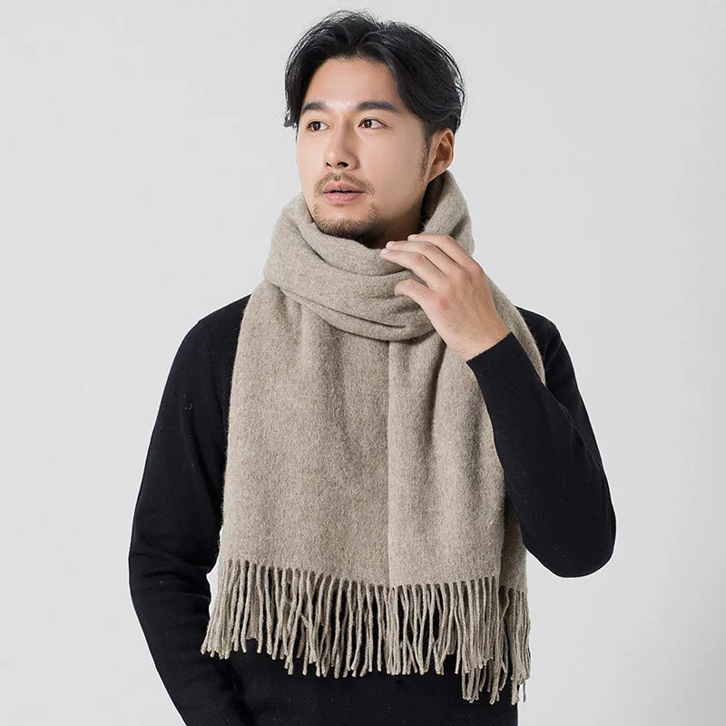 

Pure Wool Scarves for Men Winter Warm Scarf Solid 100% Wool Wraps Shawls Muffler Male Real Wool Neckerchief Soft Warm Scarves