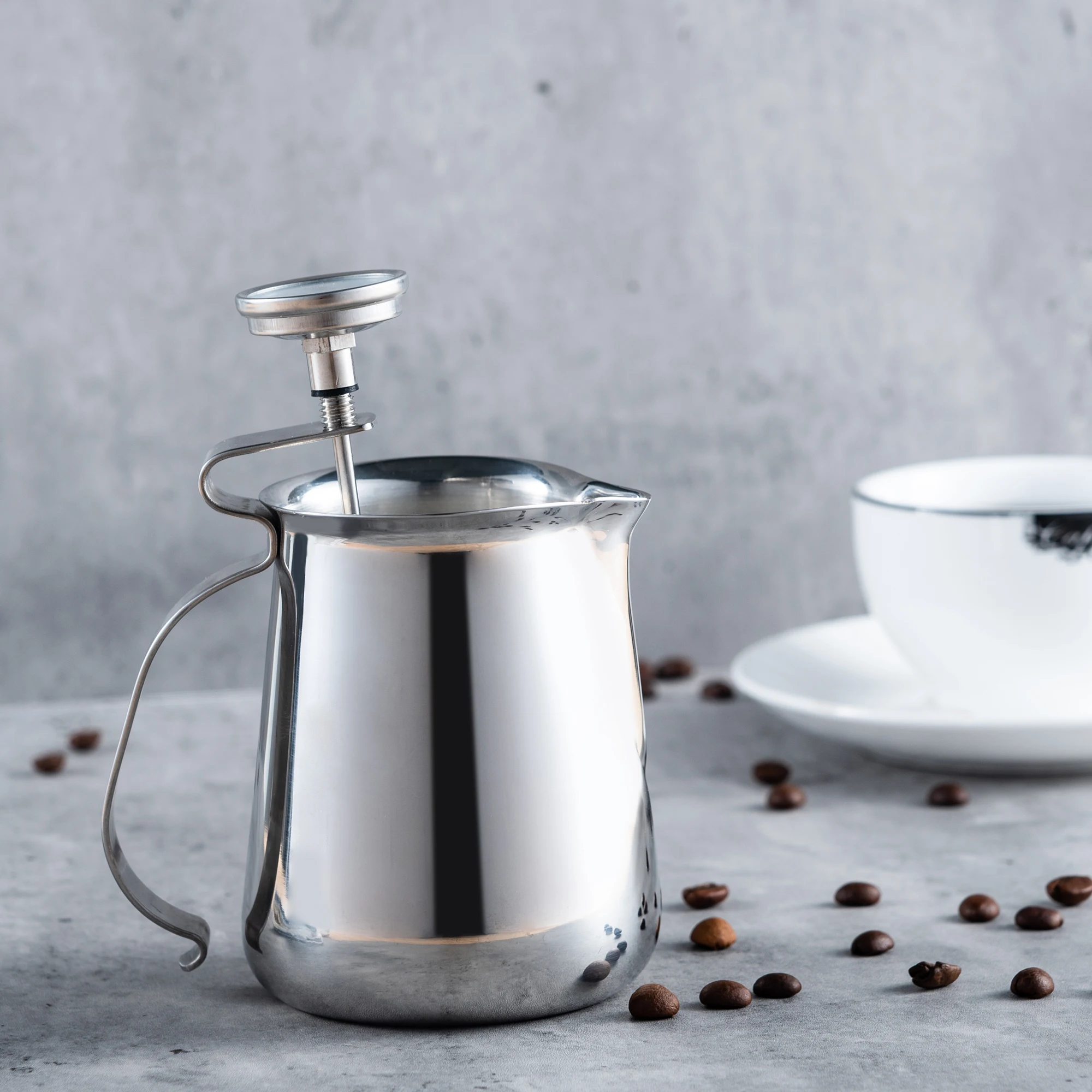 Jarra de acero inoxidable para espumar leche, jarra para café expreso