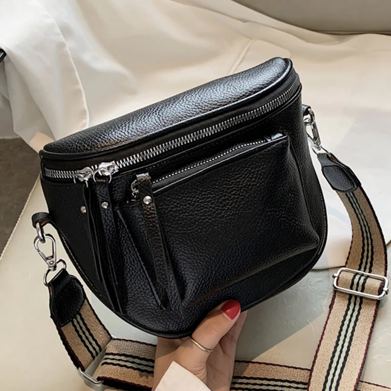 2021Designer Crossbody Bag Pu Leather Soft Messenger Bags For Ladies Zipper Wide Shoulder Strap Mini Retro Woman Bag Female Bags 1