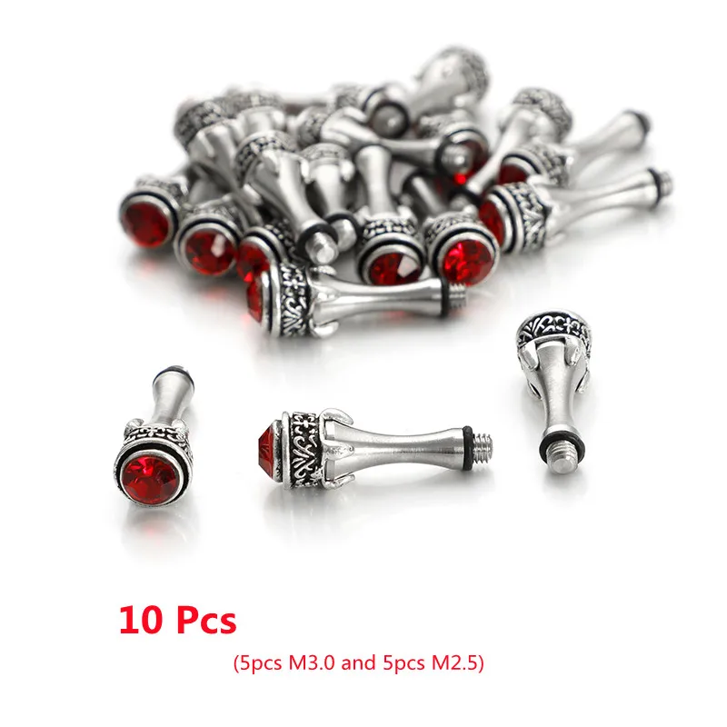 하이엔드 보석 지르콘 실버 탈착식 손가락 받침대 가위, M 3.0, 2.5x0.5mm, 혼합 색상 크기, 이발사 사용 가위 액세서리, 10 개