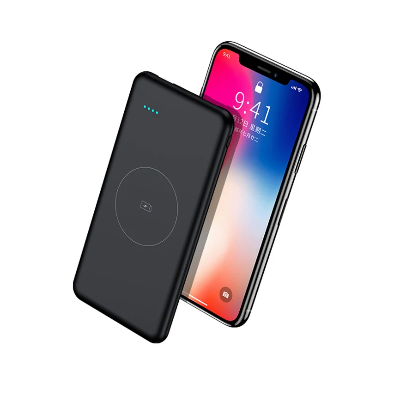 Qi Беспроводное зарядное устройство, внешний аккумулятор 10000 мАч для iPhone Xiaomi Mi 9, портативная быстрая зарядка, внешний аккумулятор