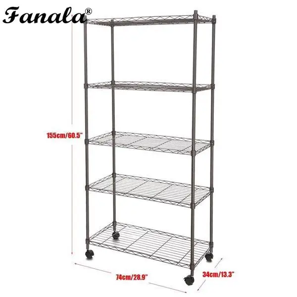 5 Tier Metal Organizer Opslag Plank Keuken Rack Ruimtebesparend Garderobe Decoratieve Planken Kast
