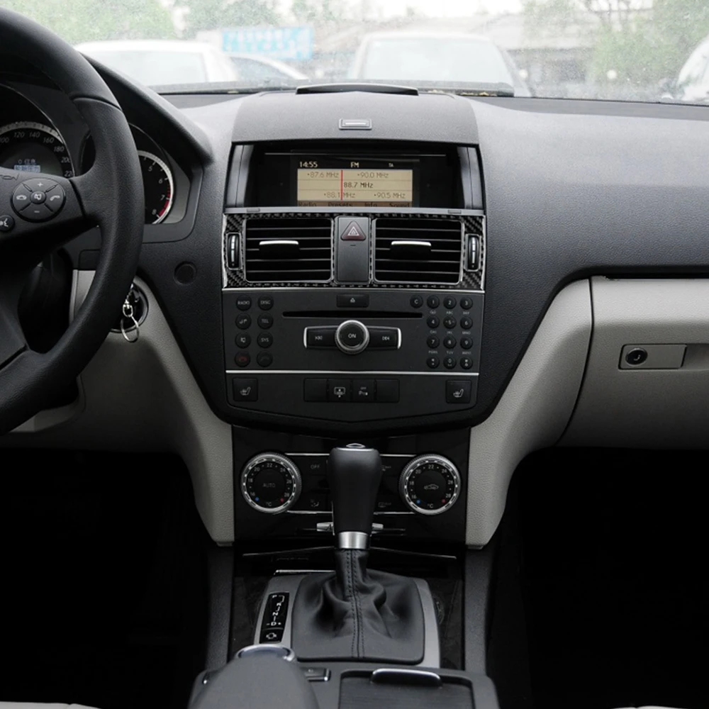 Вентиляционное отверстие приборной панели выход крышка отделка для Mercedes Benz C-Class W204 2007-2010 углеродного волокна ремонт автомобиля интерьер наклейки отделка