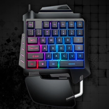 

USB Wired Gaming Keypad LED Backlight 35 Keys One-Handed Mechanical Gaming Keyboard Left Hand Game Keypad for PC Game LOL PUBG