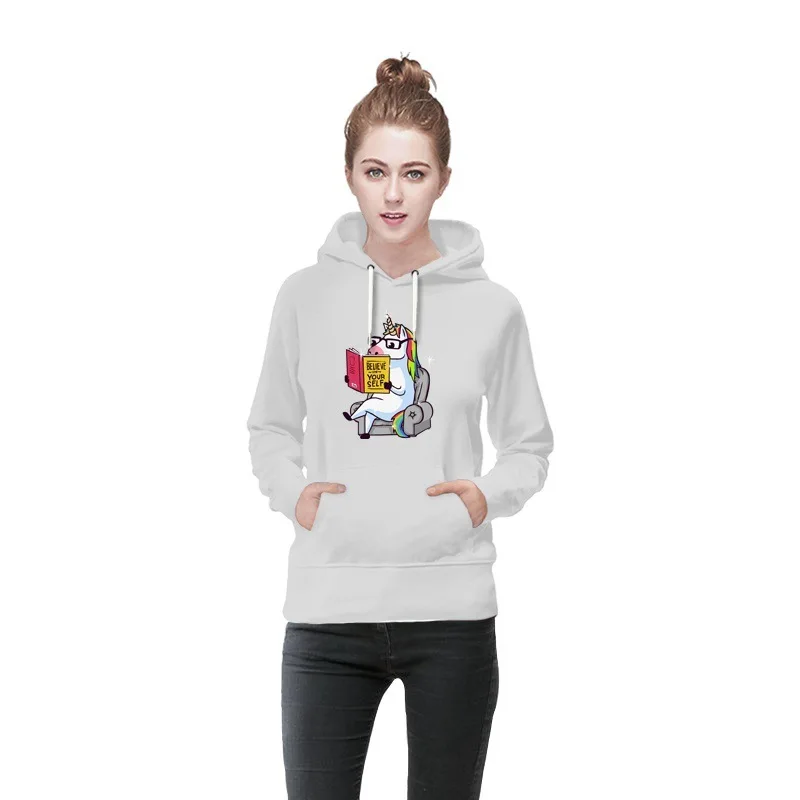 

Plus Size S-5XL Fashion Unicorn Print Women Hoodie Long Sleeve Pullover Sweatshirt Spring Autumn Clothes Harajuku Jumpers Tops