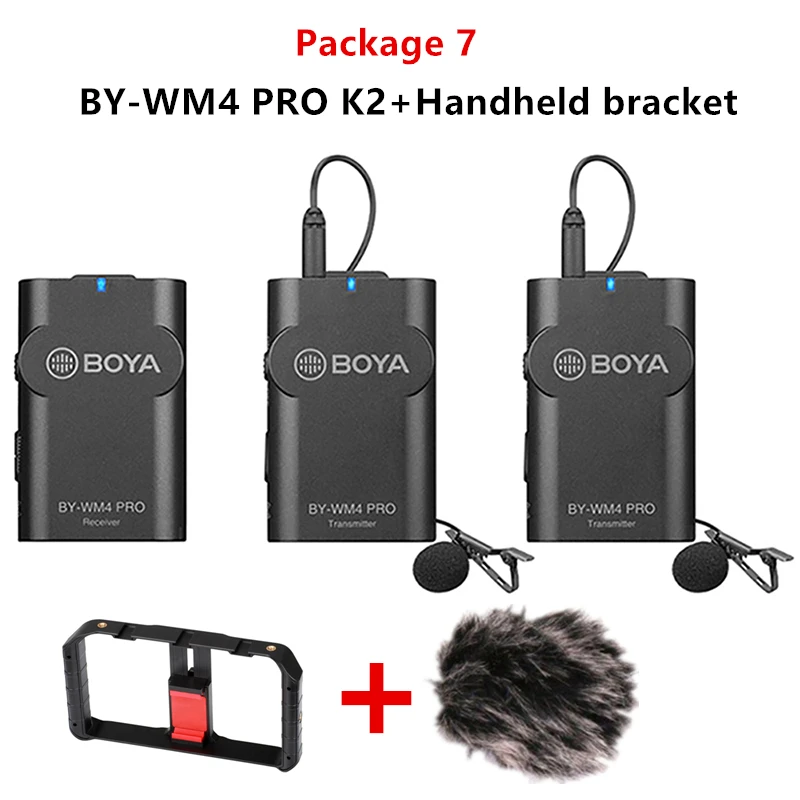 Package 7 BOYA BY-WM4 Pro/BY-WM4 Mark II беспроводной Студийный конденсаторный микрофон петличный лацкан микрофон для интервью для iPhone Canon камеры Nikon - Цвет: Package 7