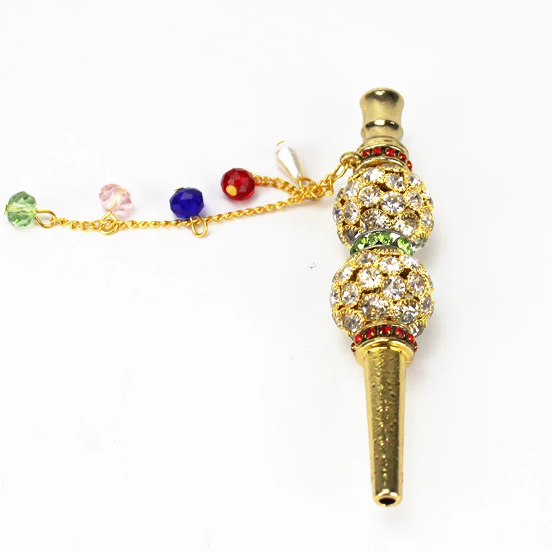 Hookah Mouthpieces Metal Hookah Mouthpiece with Crystal Reusable Mouth Tips Narguile Chicha Cachimbas Water Pipe Crystal Hookah Shisha Mouthpieces
