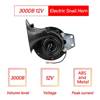 

Hot New Loud Horn 300DB 12V Electric Snail Horn Speaker Super Loud Air Horn Raging Sound For Car Motorcycle Truck Boat Crane