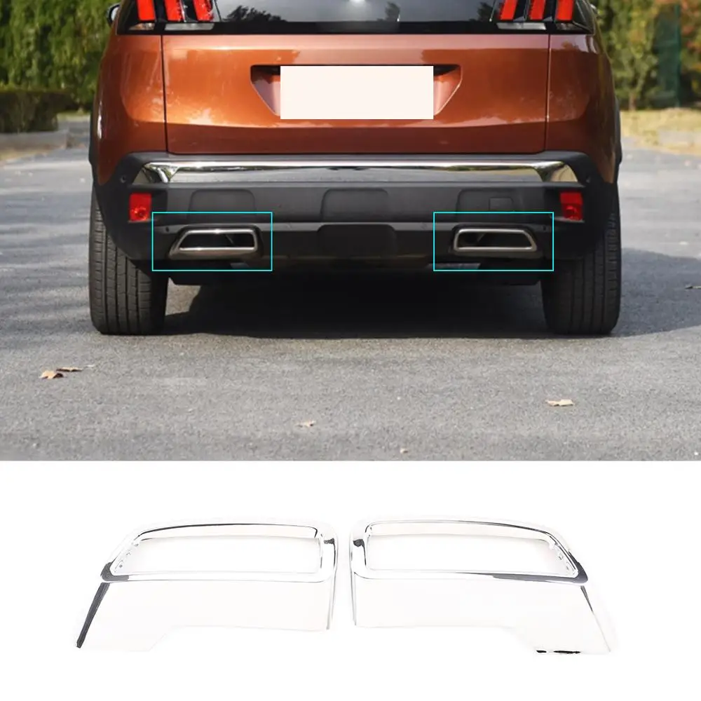 

For Peugeot 3008 4008 5008 Allure 2017 - 2019 Car Accessories ABS Tail Exhaust Pipe Output Cover Trim Decoration