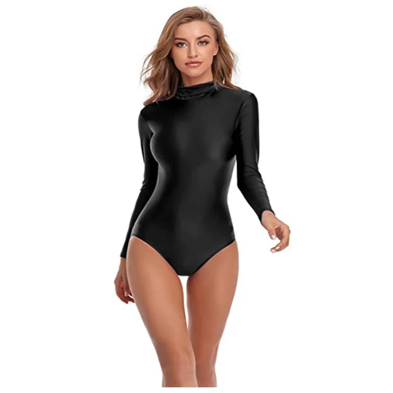 Girls Gymnastics Leotard Speerise Women Long Sleeve Classic Leotard Turtleneck Ballet Dancewear Spandex Leotards Bodysuit Gymnastics Costumes Unitard