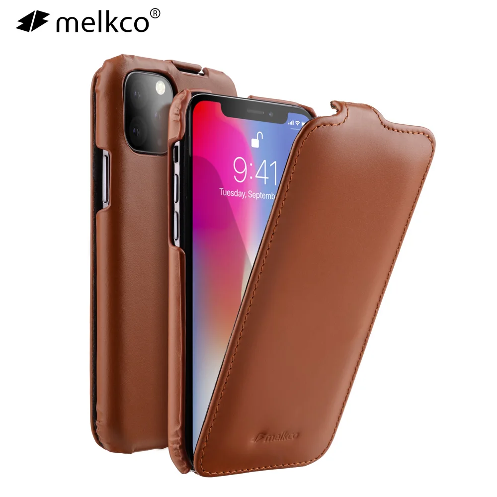 Vertical Open Genuine Leather Flip Phone Case Cover For iPhone 11 Pro Max X Xr Xs Max 5.8 6.1 6.5 Real Cowhide Business Cases