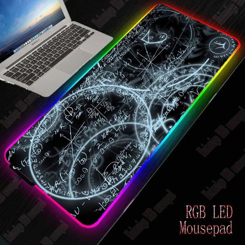 XGZ игровой RGB большой коврик для мыши классный математический Коврик Для Мыши Компьютерный коврик для мыши светодиодная подсветка поверхность Mause коврик для клавиатуры Настольный коврик