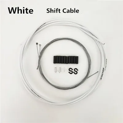 white Shift Cable Велосипедный тормозной кабель, провод, 4 цвета, велосипедный кабель для переключения, MTB дорожный велосипедный провод переключения, Тормозная Линия, 2/2. 5 метров, труба, велосипедная часть - Цвет: white Shift Cable