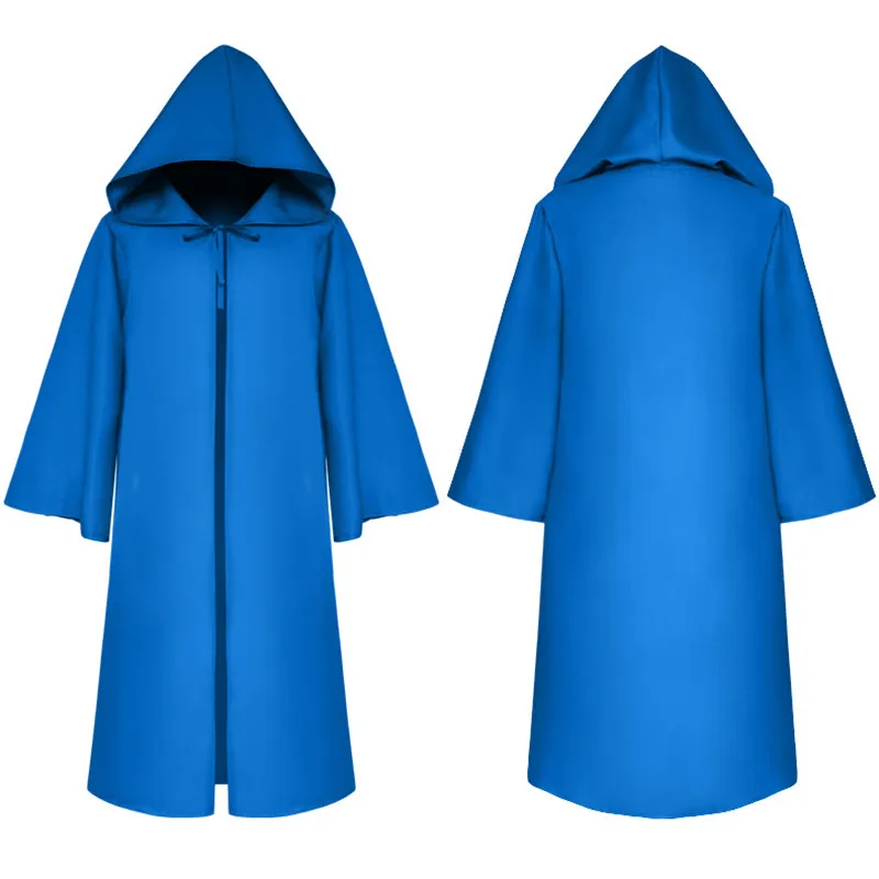 Kids Adult Halloween Death Cloak Wizard Cosplay Medieval Priest Hooded Robe Cape 