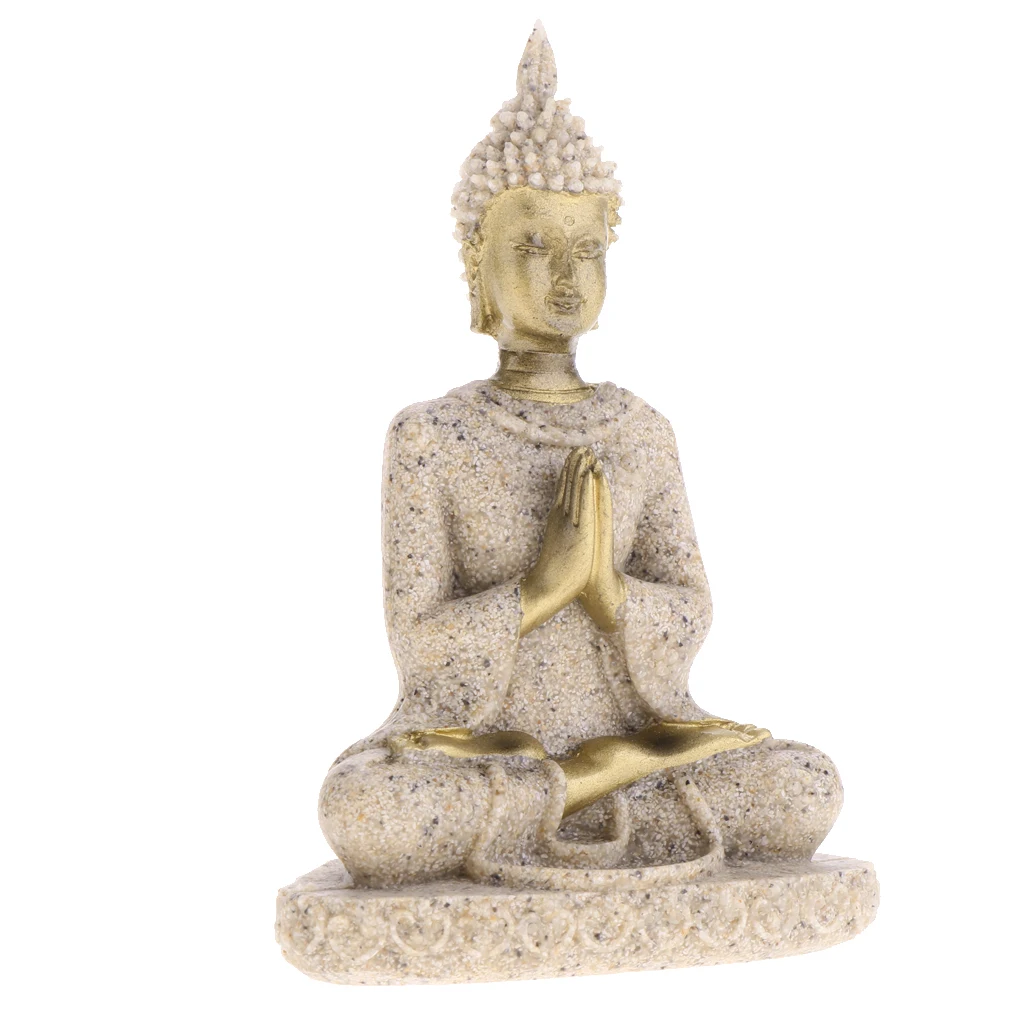 The Hue Sandstone Meditation Buddha Statue Sculpture Hand Carved Figurine Seated Ganesh Buddha Hand Carved Statue