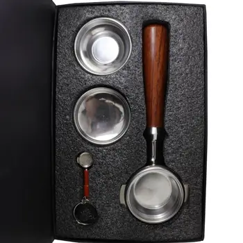 

Coffee Machine Handle Universal 58mm Commercial Italian Accessories Solid Wood Bottomless Handle Gift Box Set