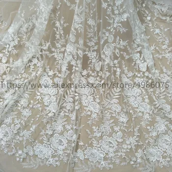 

New arrival fashion wedding dress lace fabric brida lace worldwide shipping sell by yard