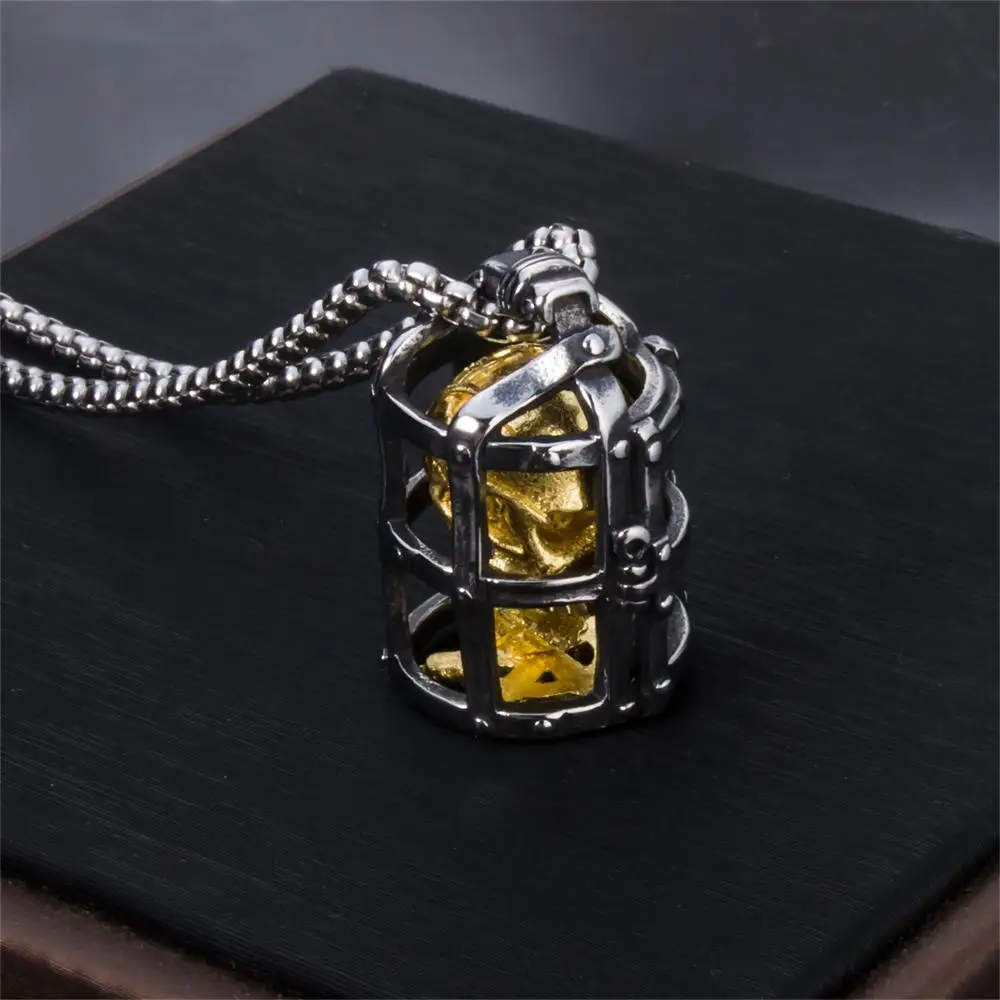 Men Stainless Steel Silver Gold Skull Pendant Necklace Vintage Punk Jewelry