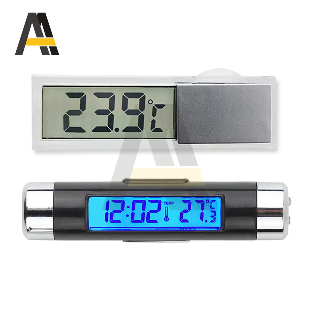 LED Car Digital Clock Temperature Display Thermometer Mini Auto Backlight Display Thermometerfor