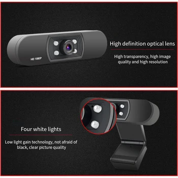 

ABS Video Conference Digital HD Webcam Desktop 1080P Computer Peripherals Streaming Recording With 4 Lights Built In Microphone