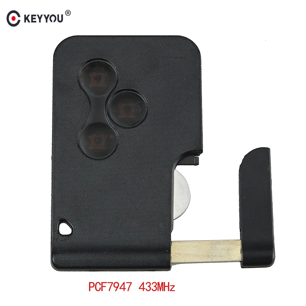 KEYYOU смарт-ключ карта без ключа 3 кнопки для Renault Megane Grand Scenic 2003-2008 ID46 PCF7947 чип 433 МГц